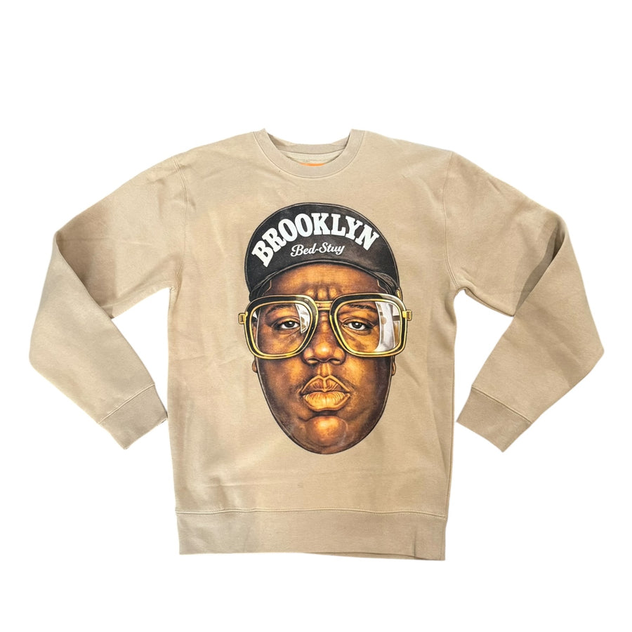 BIGGIE BED-STUY RUNNING HAT (BLACK) CREWNECK SWEATSHIRT (CREAM)
