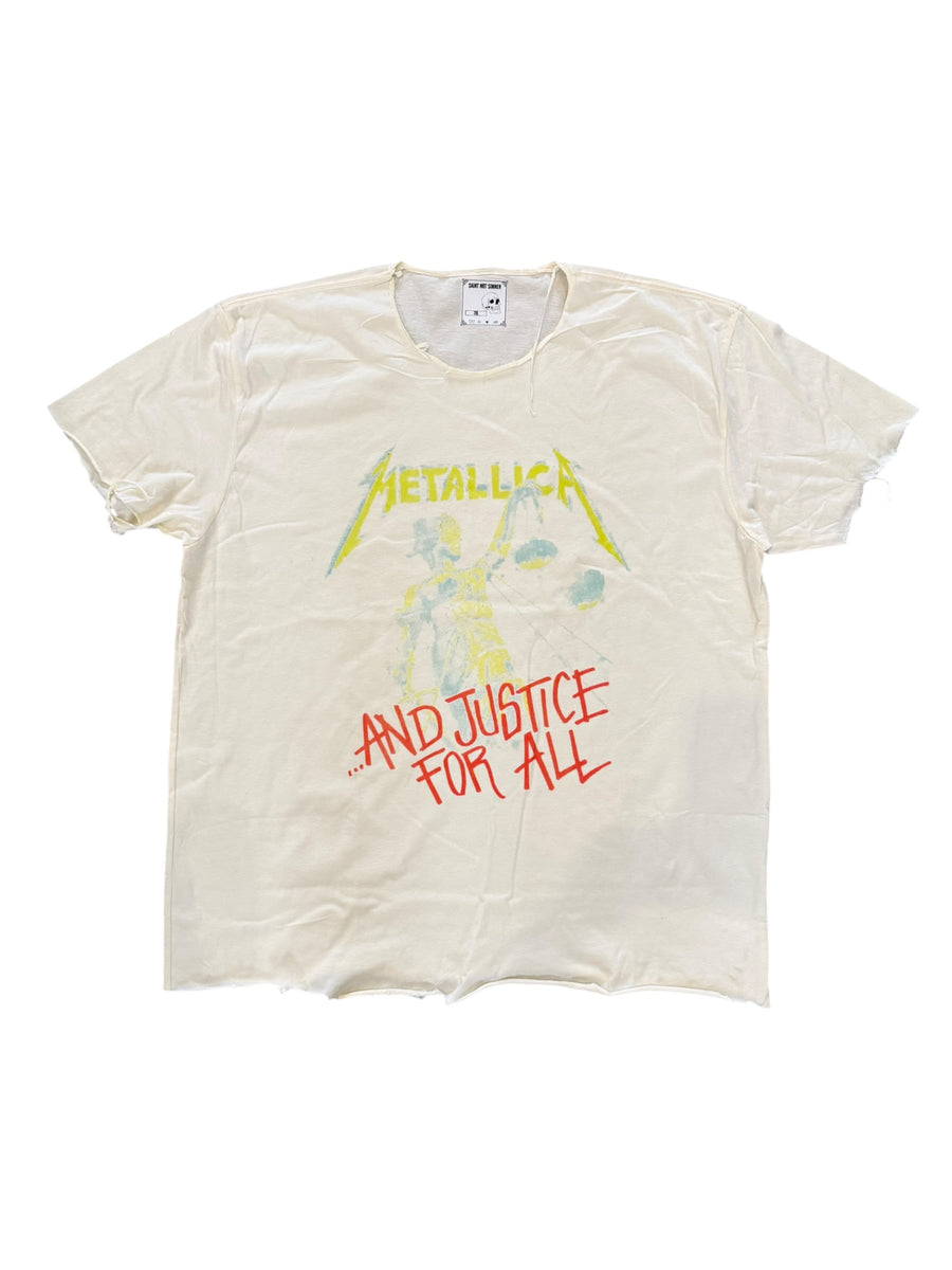 Metallica Rock & Roll Distressed Tee (Cream)