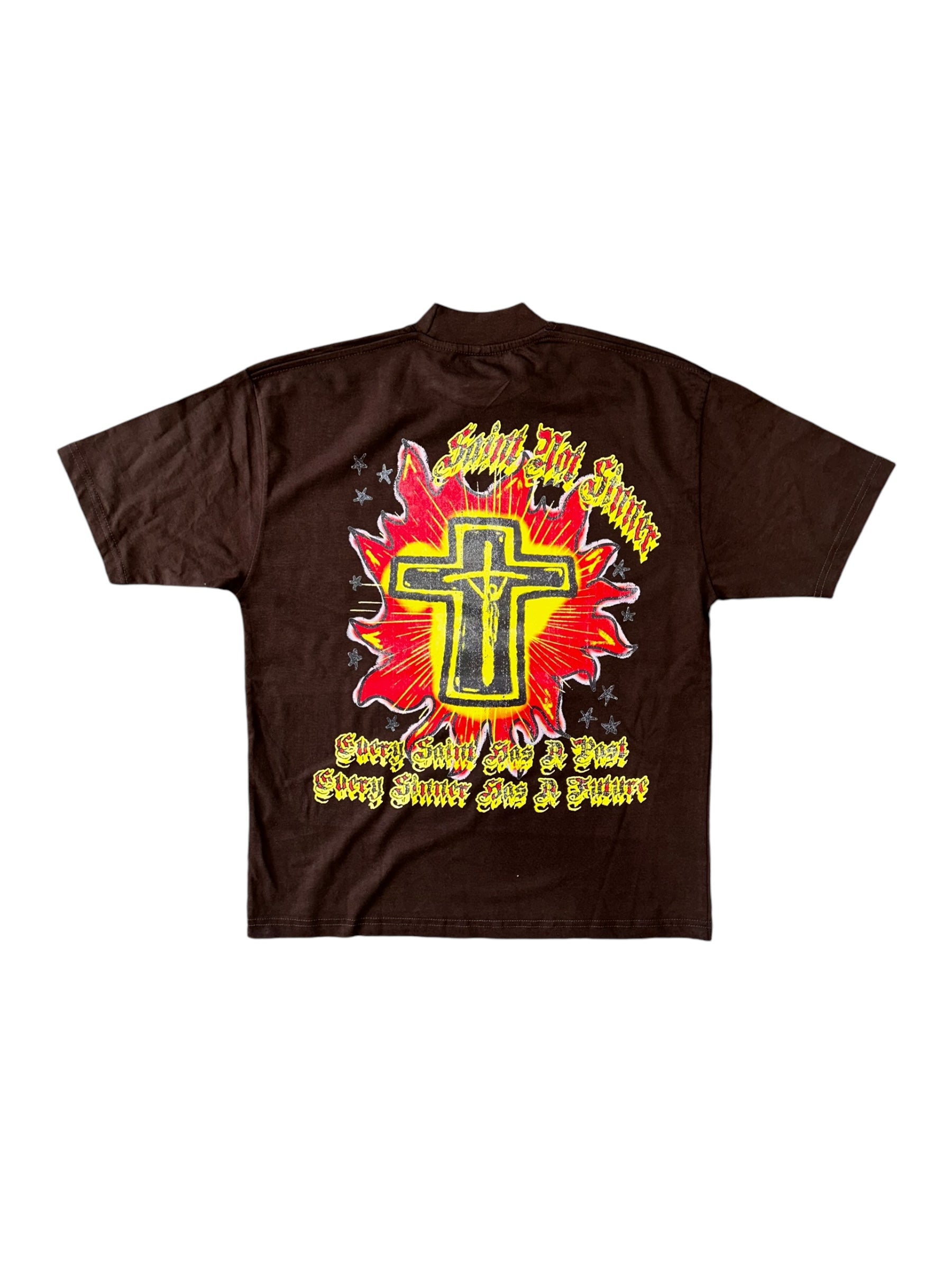 SNS EVERY SAINT CROPPED TEE (BROWN)