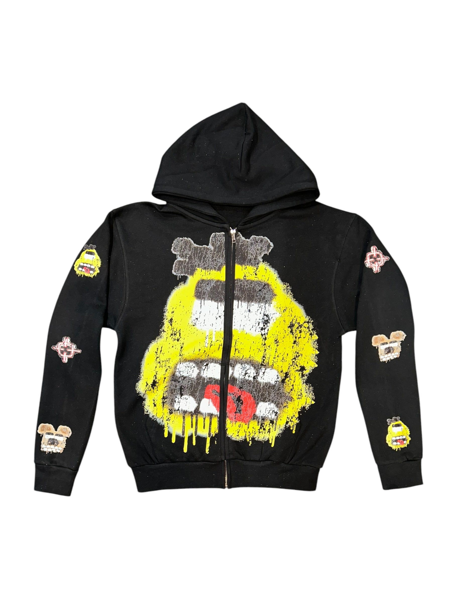 WLN1217 ARCADE COLLECTION YELLOW BIRD ZIP HOODIE (BLACK)