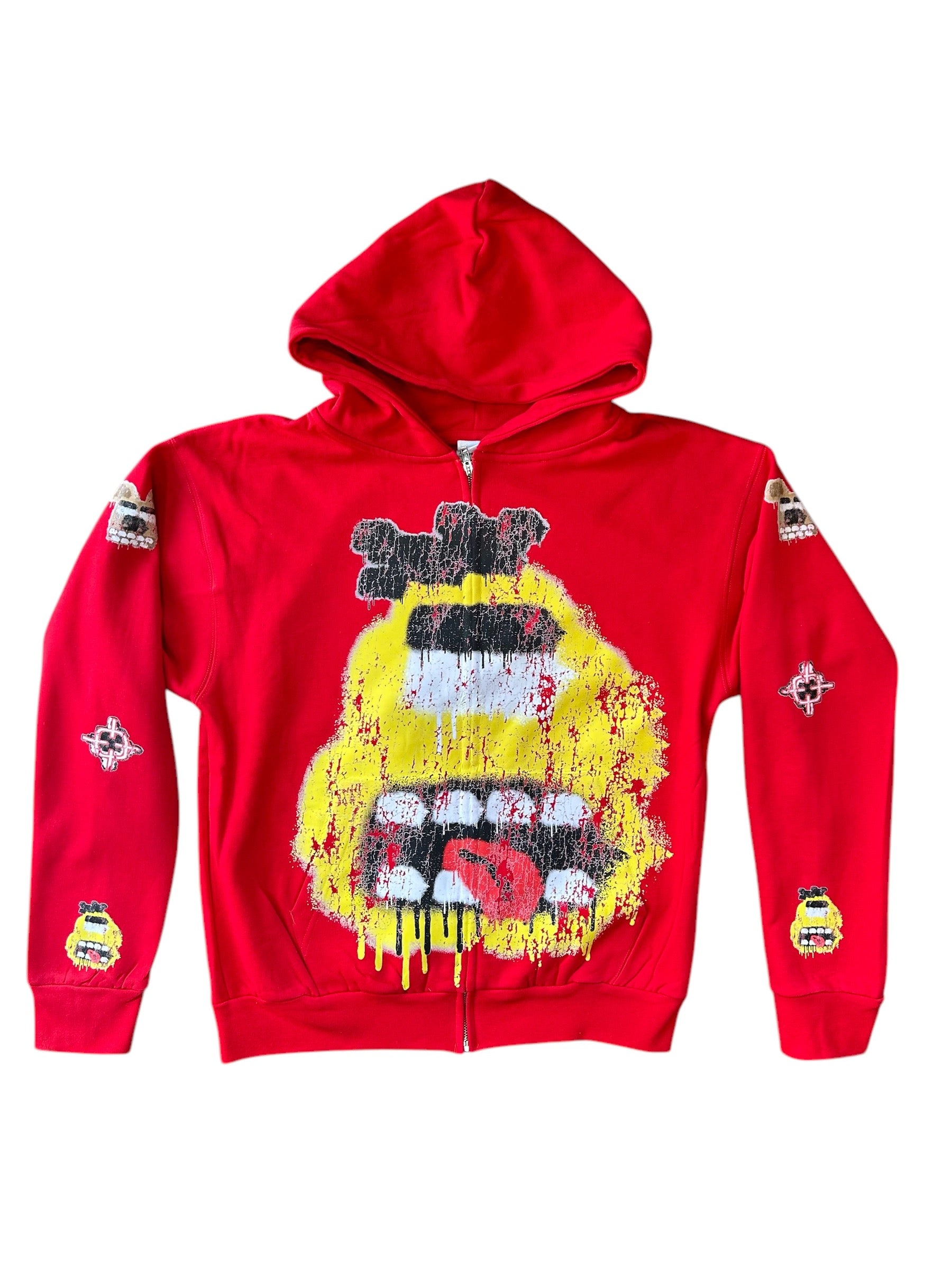 WLN1217 ARCADE COLLECTION YELLOW BIRD ZIP HOODIE (RED)