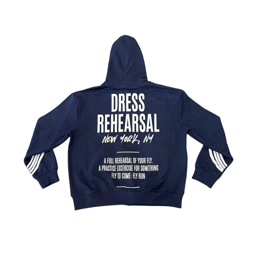 DRESS REHEARSAL IRREGULAR STRIPE SWEATSUIT JACKET (NAVY)