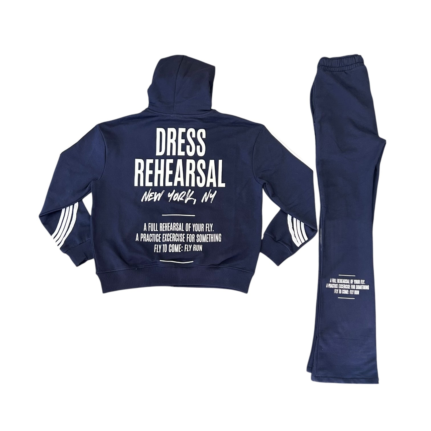 DRESS REHEARSAL IRREGULAR STRIPE SWEATSUIT JACKET (NAVY)