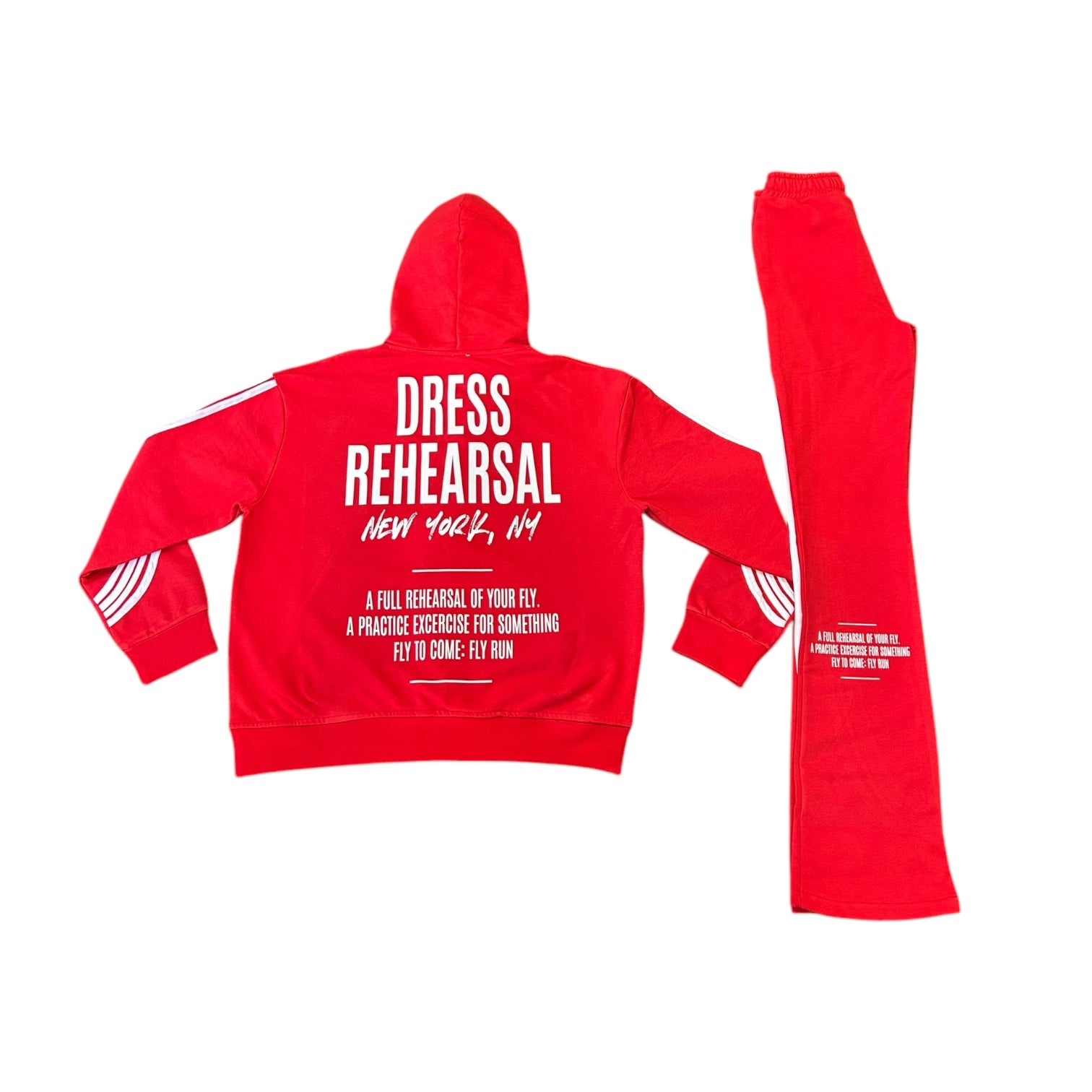 DRESS REHEARSAL IRREGULAR STRIPE SWEATSUIT PANTS (RED)