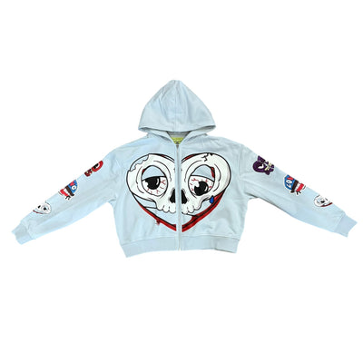 WLN1217 HEARTBREAKER COLLECTION HEARTWORN ZIP-UP HOODIE (SKY BLUE)