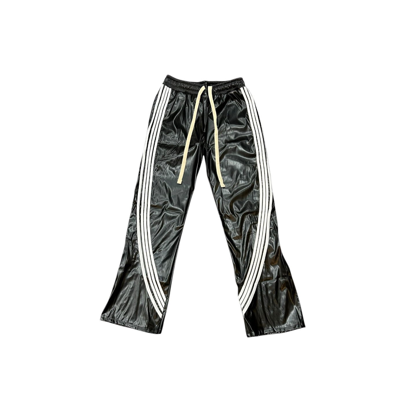 BB IRREGULAR STRIPE PLEATHER TRACK PANT (BLACK)