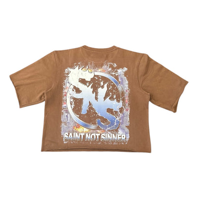 SNS SAINT LIBERTY CROPPED CREWNECK (BROWN)