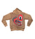 WLN1217 HEARTBREAKER COLLECTION RHINESTONE RED HEART HOODIE (BROWN)