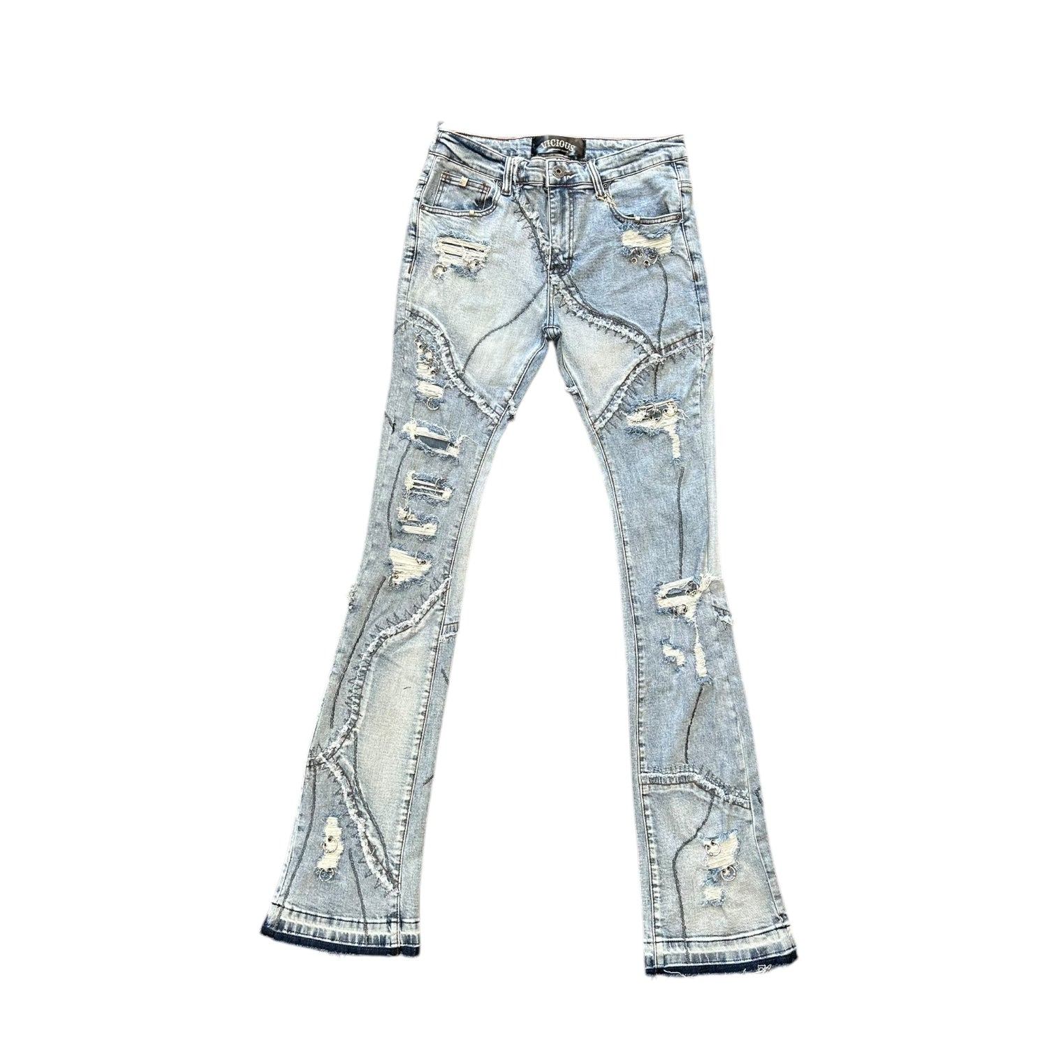 VICIOUS PATCHWORK JEANS (LIGHT BLUE WASH)