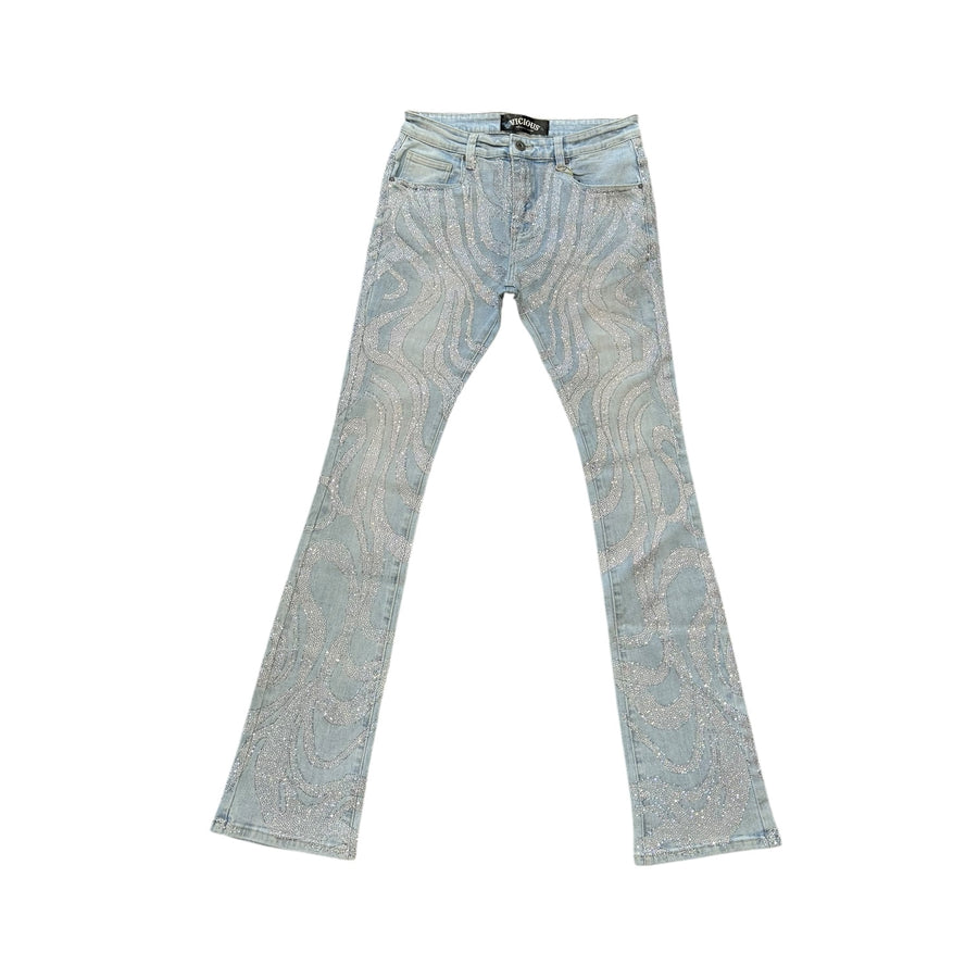 VICIOUS CARGO RHINESTONE JEANS (LIGHT BLUE WASH)