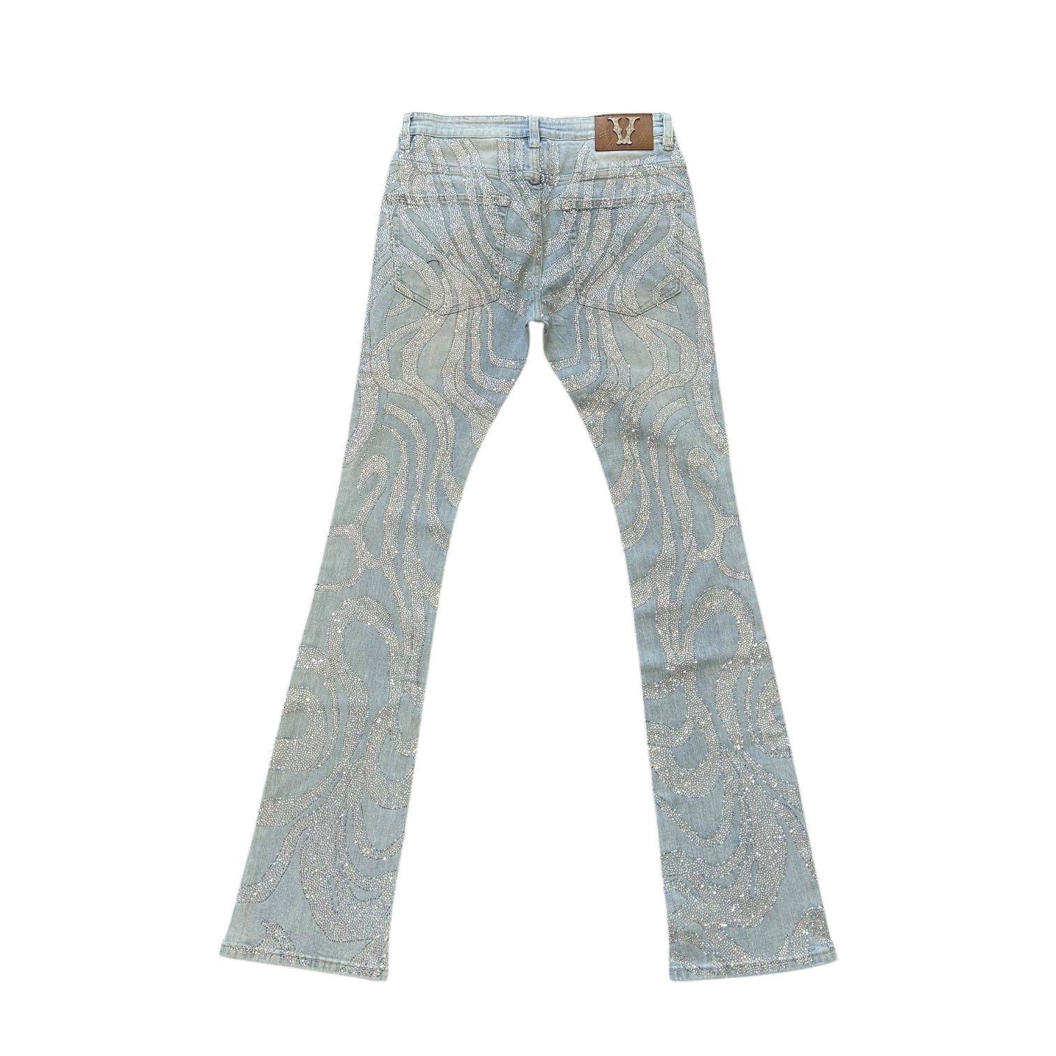 VICIOUS CARGO RHINESTONE JEANS (LIGHT BLUE WASH)