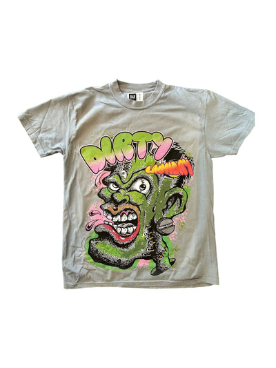 DIRTY LAUNDRY GREEN FACE TEE (LIGHT GREY)