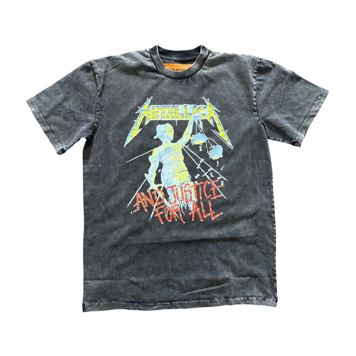 BB METALICA RHINESTONE CROPPED TEE (WASHED BLACK)