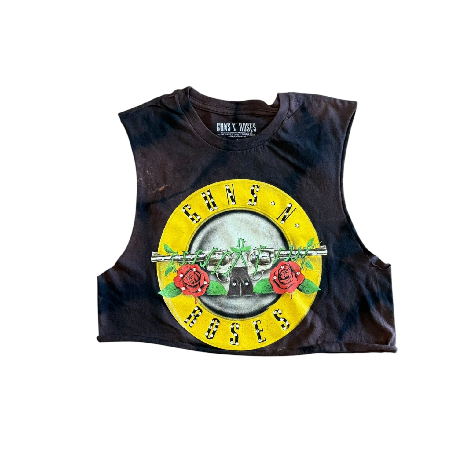 BB GUNS AND ROSES CUSTOMIZED RHINESTONE TIE DYE TANKS AND TEES (BLACK)