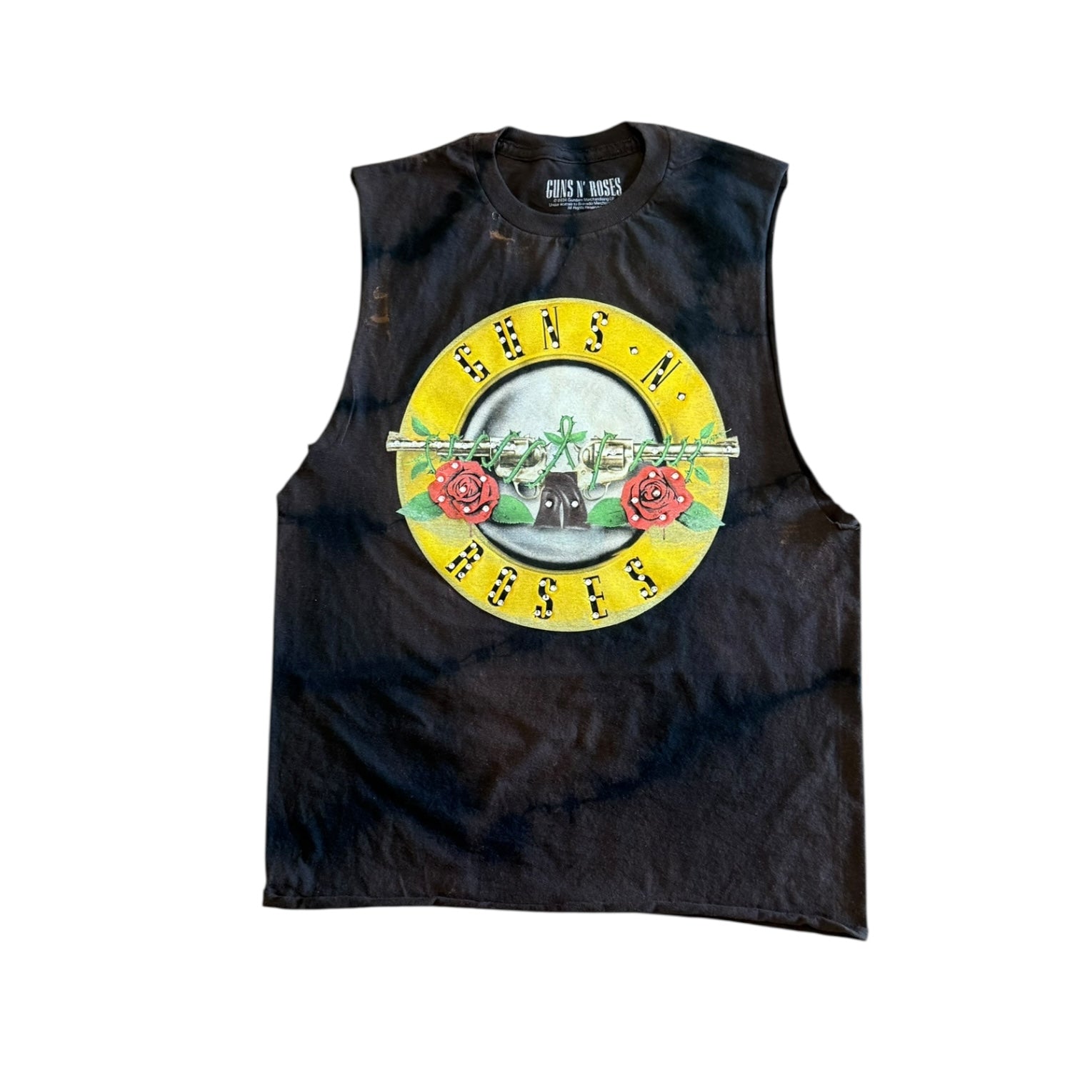 BB GUNS AND ROSES CUSTOMIZED RHINESTONE TIE DYE TANKS AND TEES (BLACK)