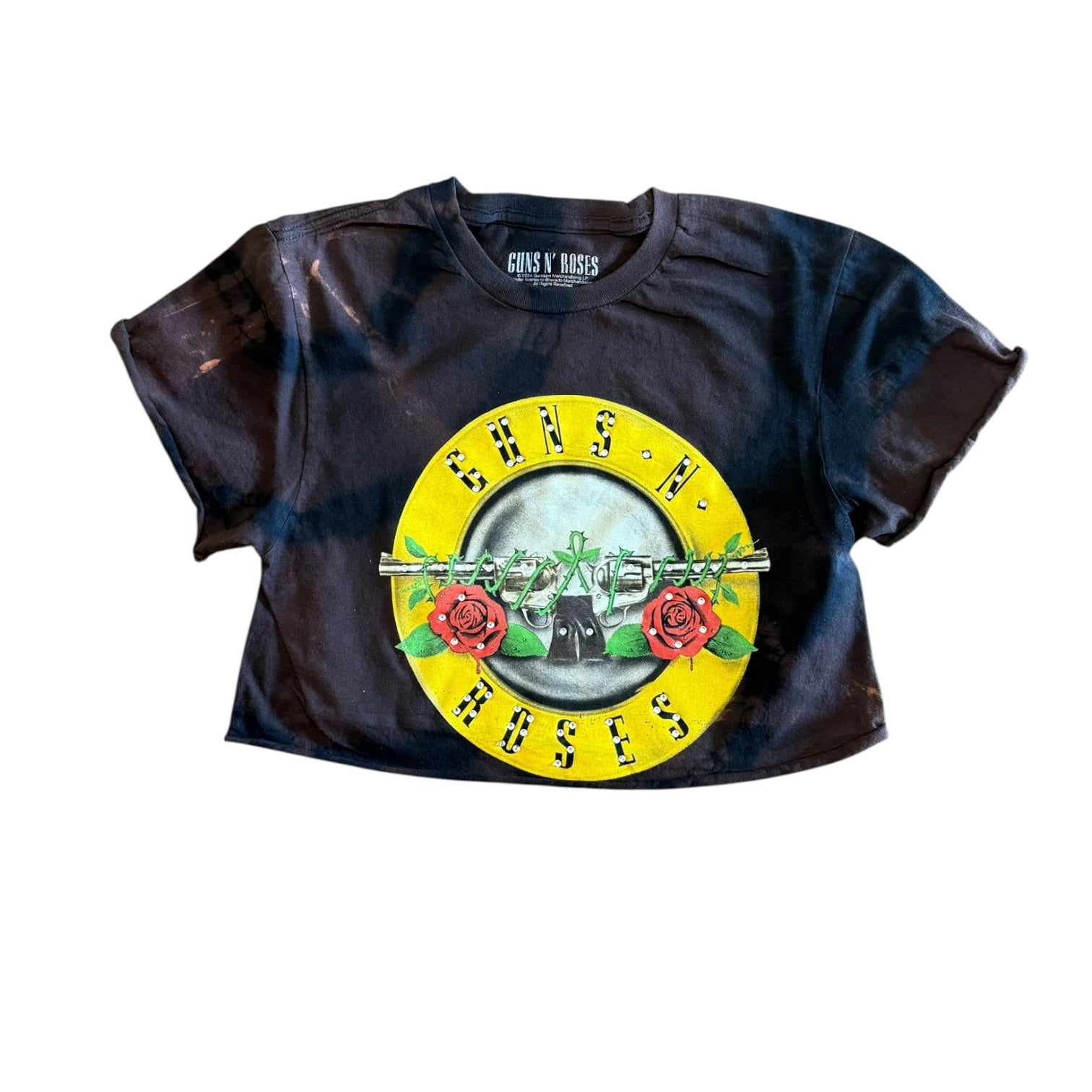 BB GUNS AND ROSES CUSTOMIZED RHINESTONE TIE DYE TANKS AND TEES (BLACK)