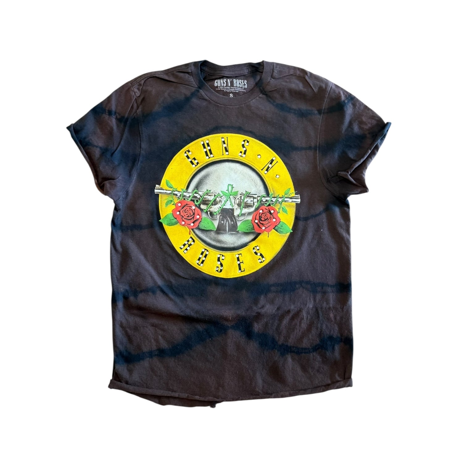 BB GUNS AND ROSES CUSTOMIZED RHINESTONE TIE DYE TANKS AND TEES (BLACK)