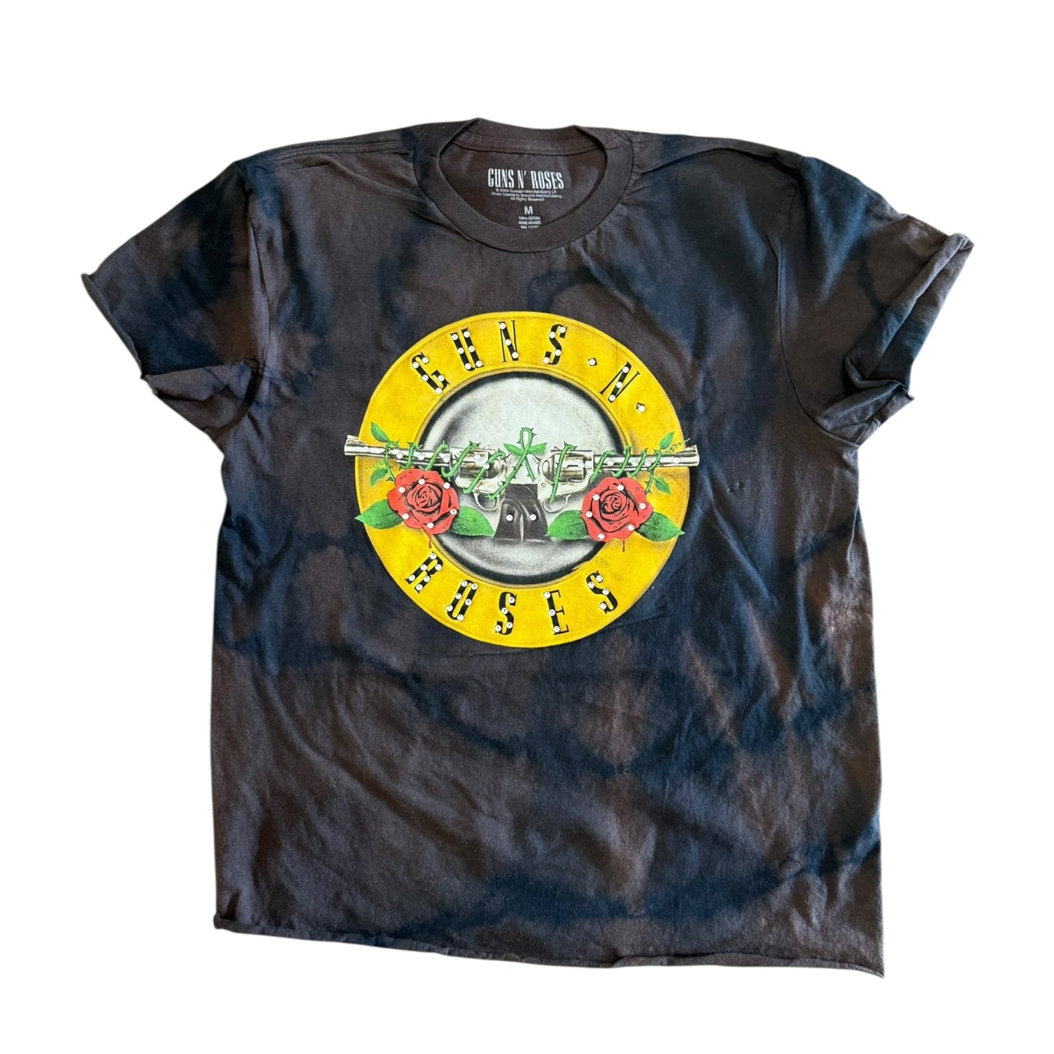 BB GUNS AND ROSES CUSTOMIZED RHINESTONE TIE DYE TANKS AND TEES (BLACK)