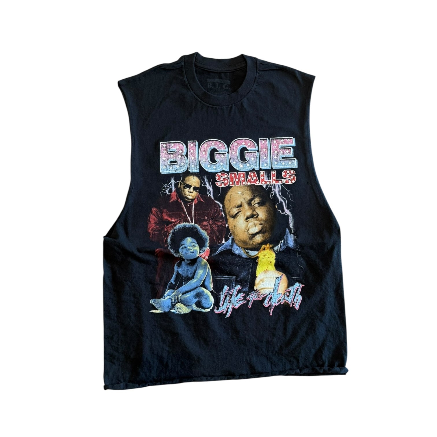 BB BIGGIE CUSTOMIZED RHINESTONE TIE DYE TANKS AND TEES (BLACK)