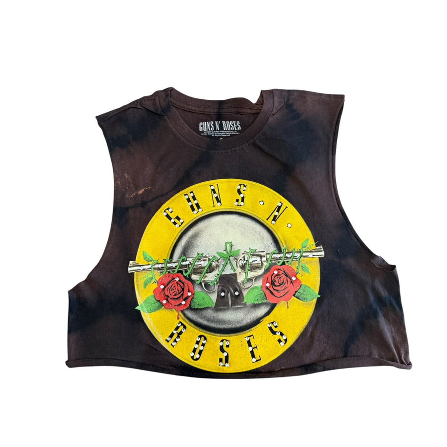 BB GUNS AND ROSES CUSTOMIZED RHINESTONE TIE DYE TANKS AND TEES (BLACK)