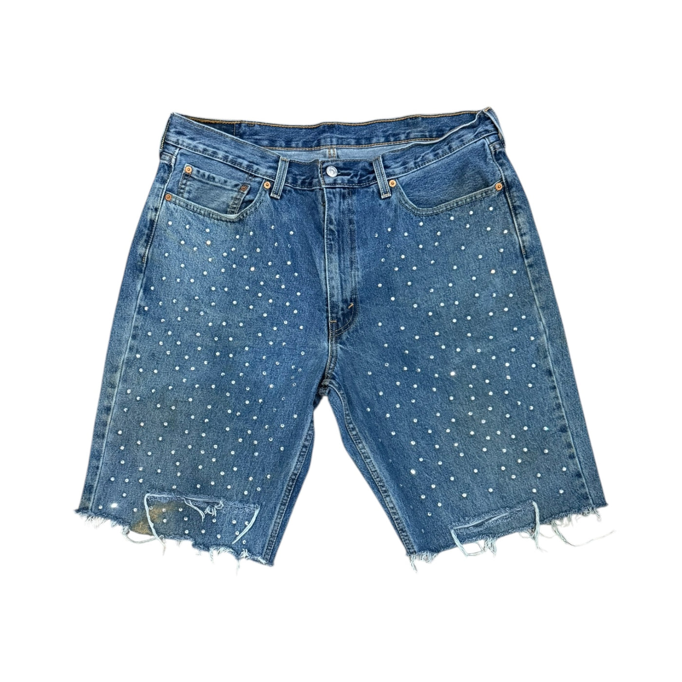 BB MEN’S LEVI’S CUSTOMIZED RHINESTONE JEAN SHORTS - DROP 7/18/25