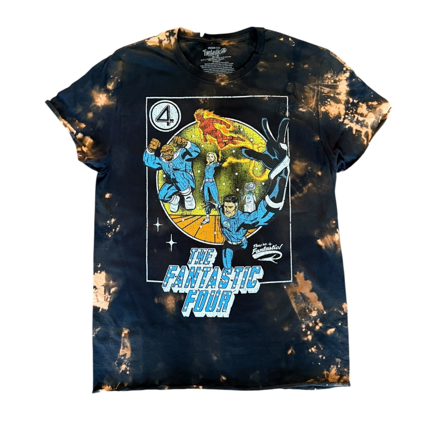 Comic Collection - FANTASTIC FOUR RHINESTONE TEE (TIE DYE BLACK)