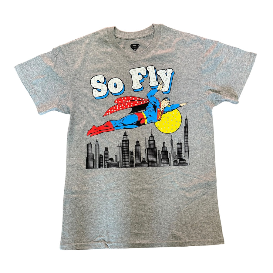 Comic Collection - SUPERMAN SO FLY RHINESTONE TEE (GREY)