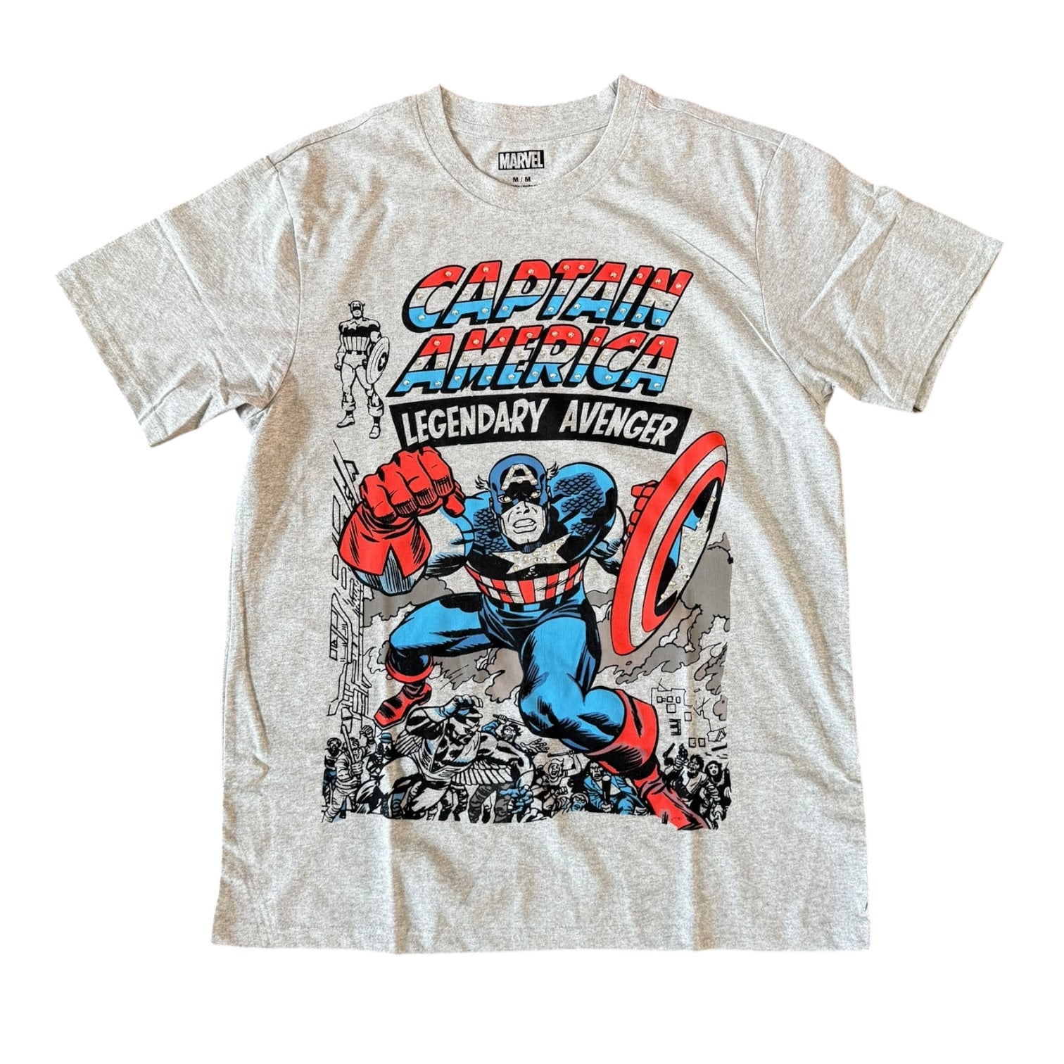Comic Collection - CAPTAIN AMERICA RHINESTONE TEE (GREY)