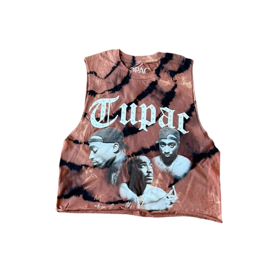 TUPAC TIE DYE RHINESTONE TANK (BLACK)
