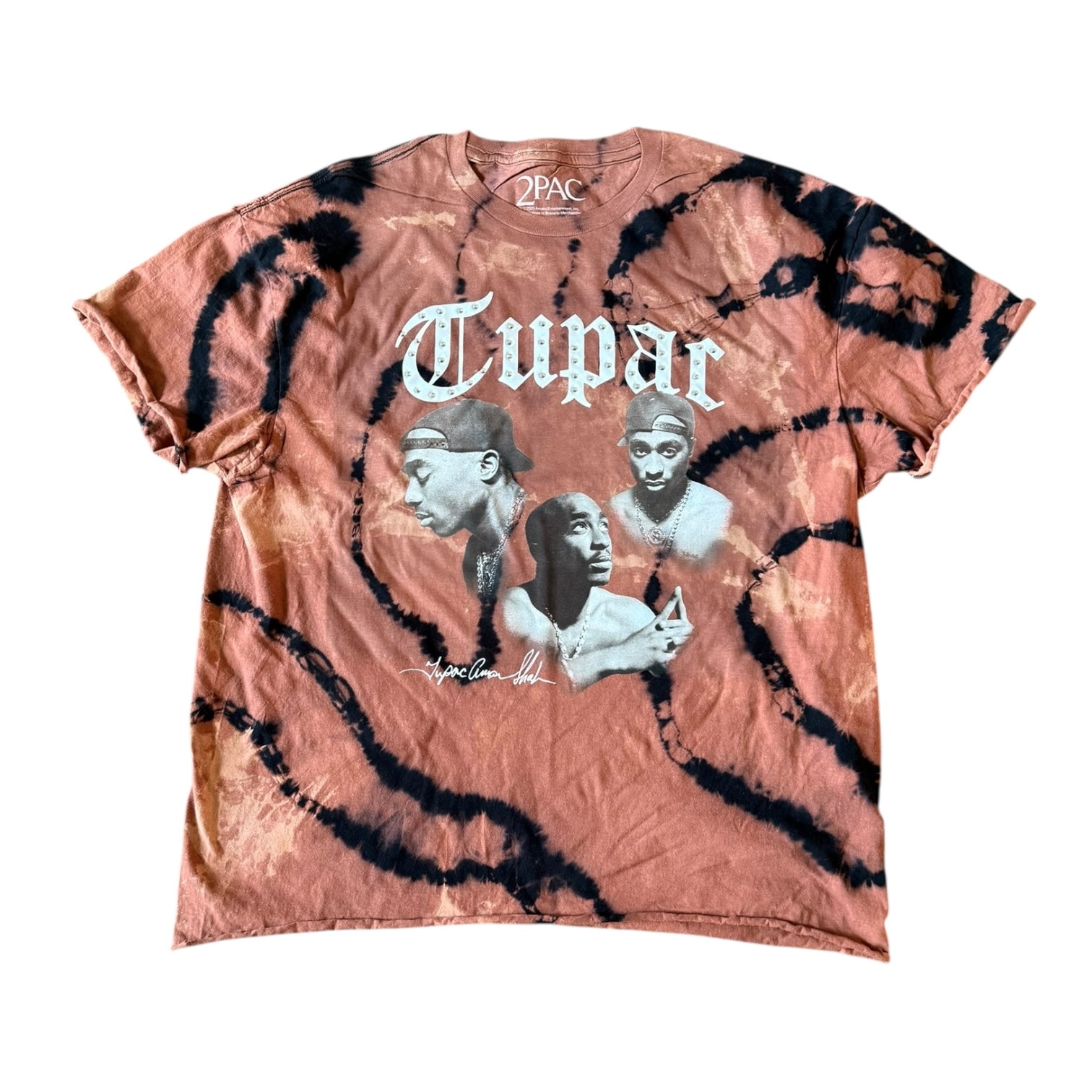TUPAC TIE DYE RHINESTONE TEE (BLACK)