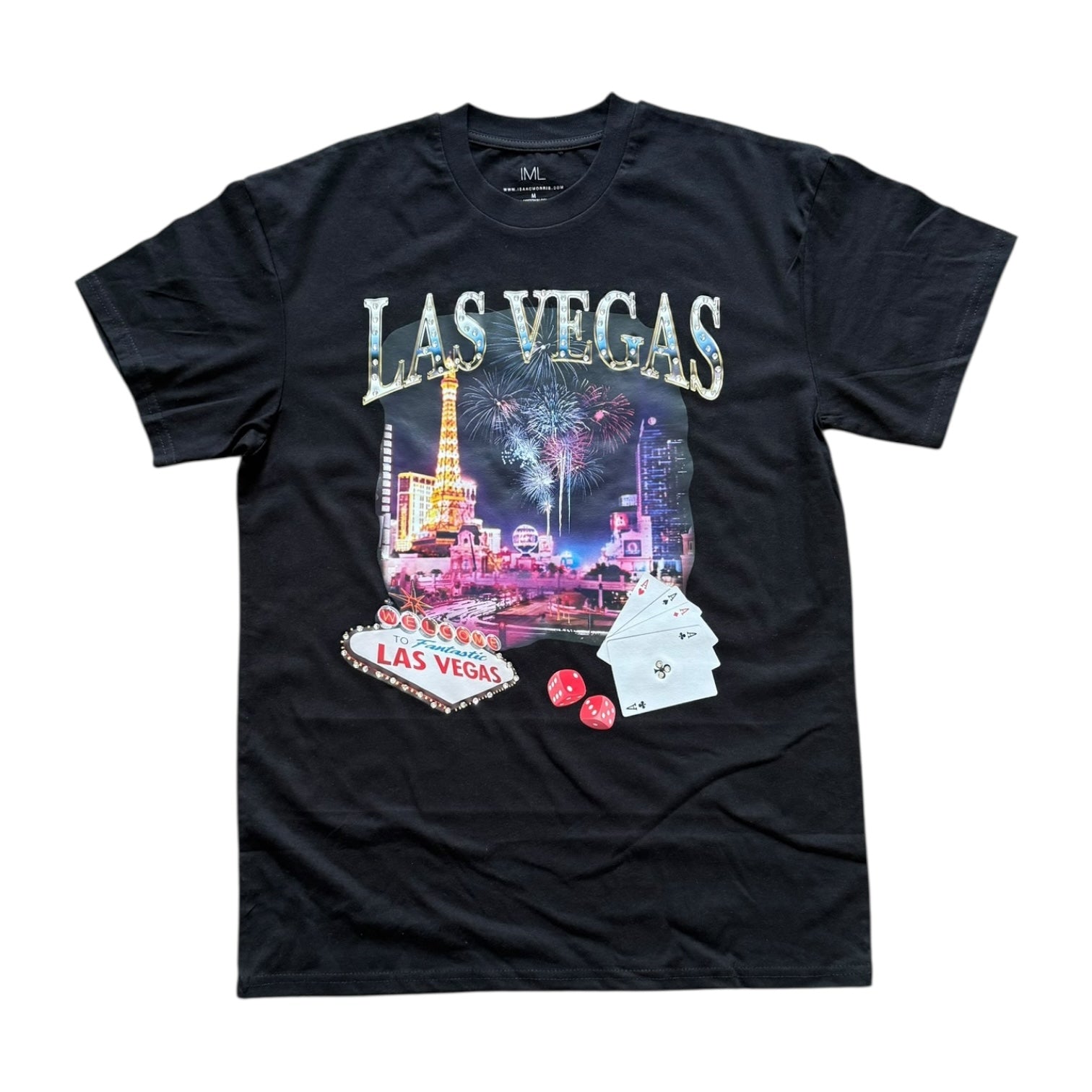 LAS VEGAS RHINESTONE TEE (BLACK)