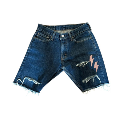 BB MEN’S LEVI’S LIGHTNING CUSTOMIZED RHINESTONE JEAN SHORTS - DROP 8/8/25