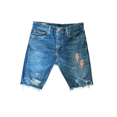 BB MEN’S LEVI’S LIGHTNING CUSTOMIZED RHINESTONE JEAN SHORTS - DROP 8/8/25