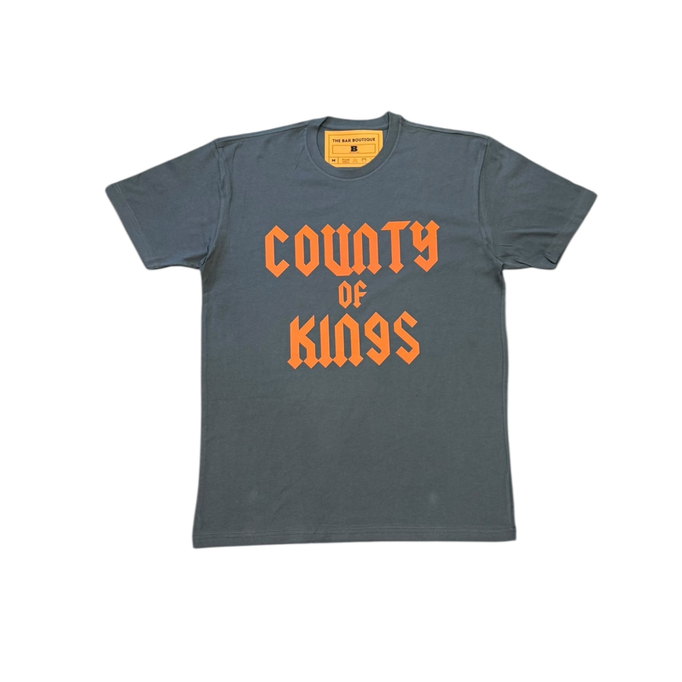 COUNTY OF KINGS (ORANGE FRONT) TEE (NAVY)
