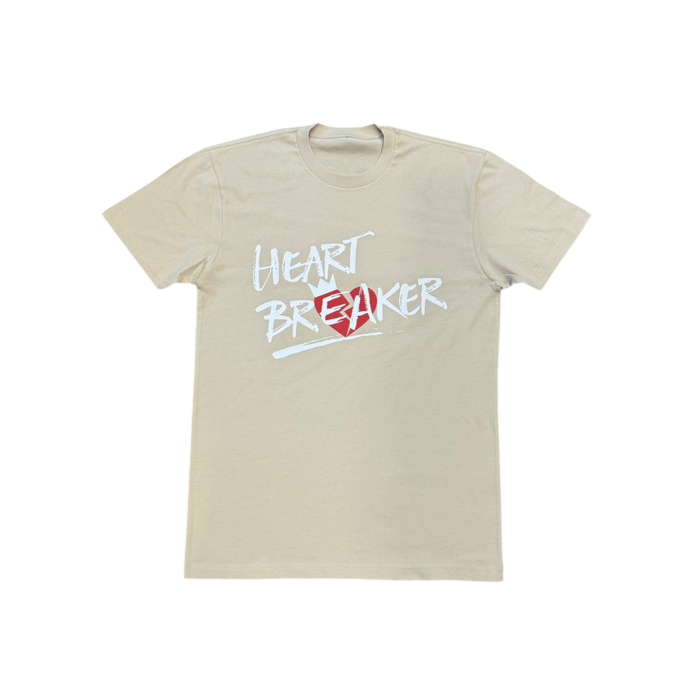 HEART BREAKER WRITTEN WORDS (WHITE FRONT) TEE (CREAM)