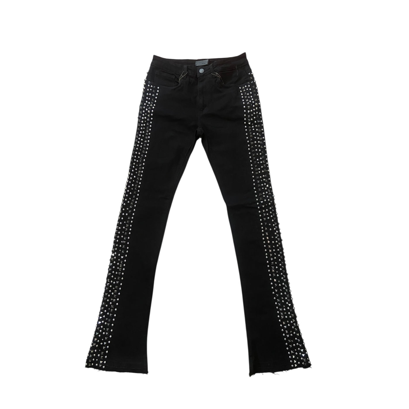 WEIMEA SIDE STUDDED STACKED JEANS (BLACK)