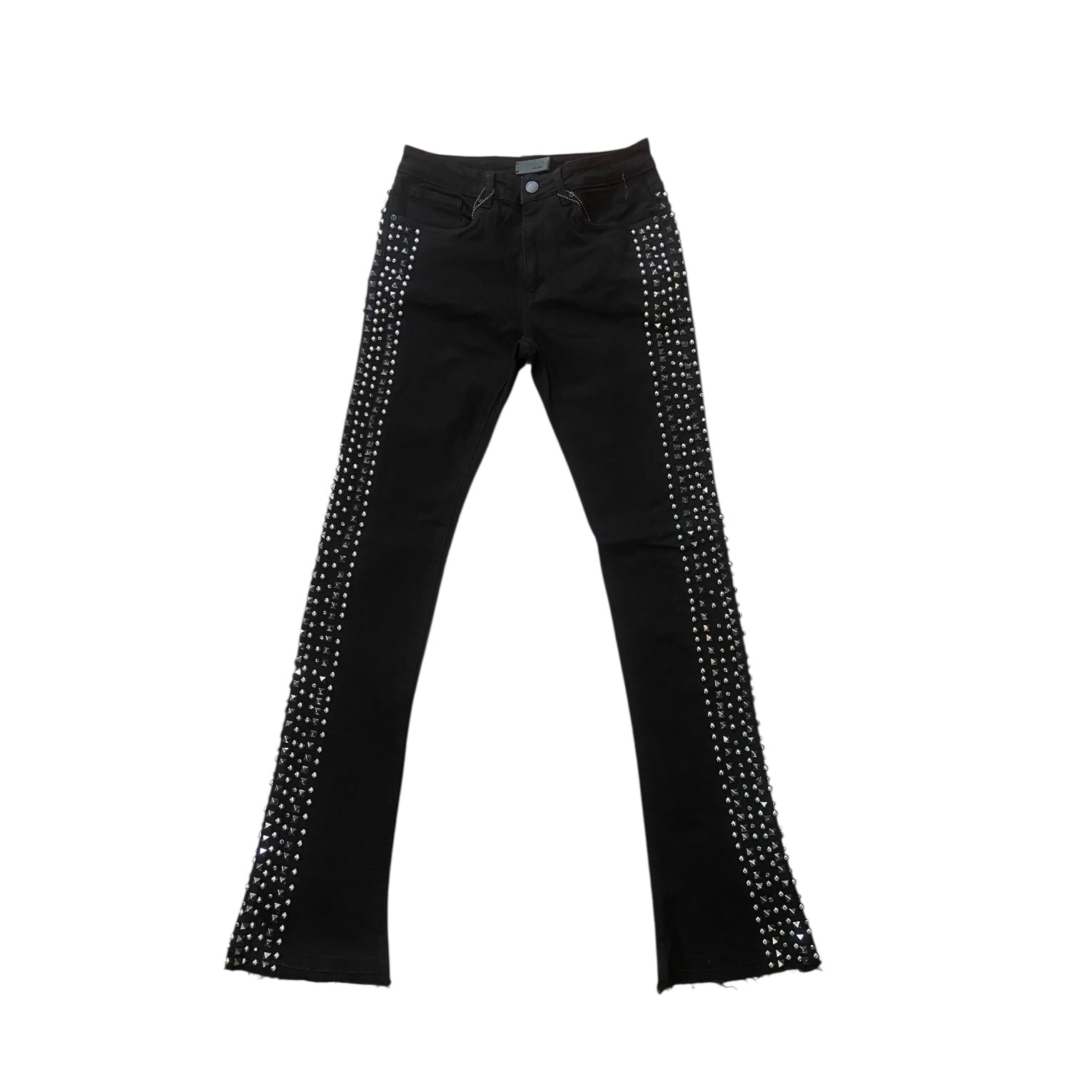WEIMEA SIDE STUDDED STACKED JEANS (BLACK)