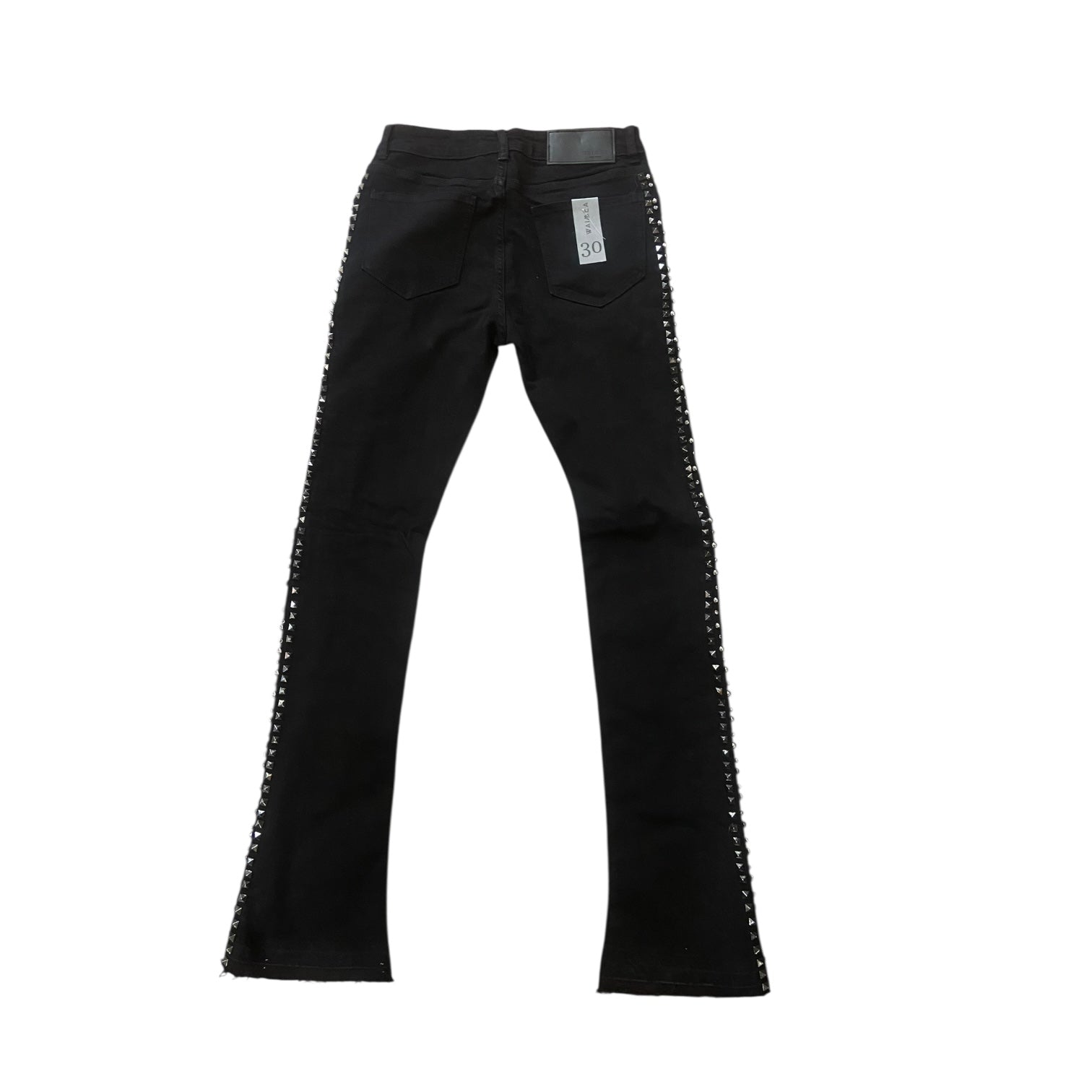 WEIMEA SIDE STUDDED STACKED JEANS (BLACK)