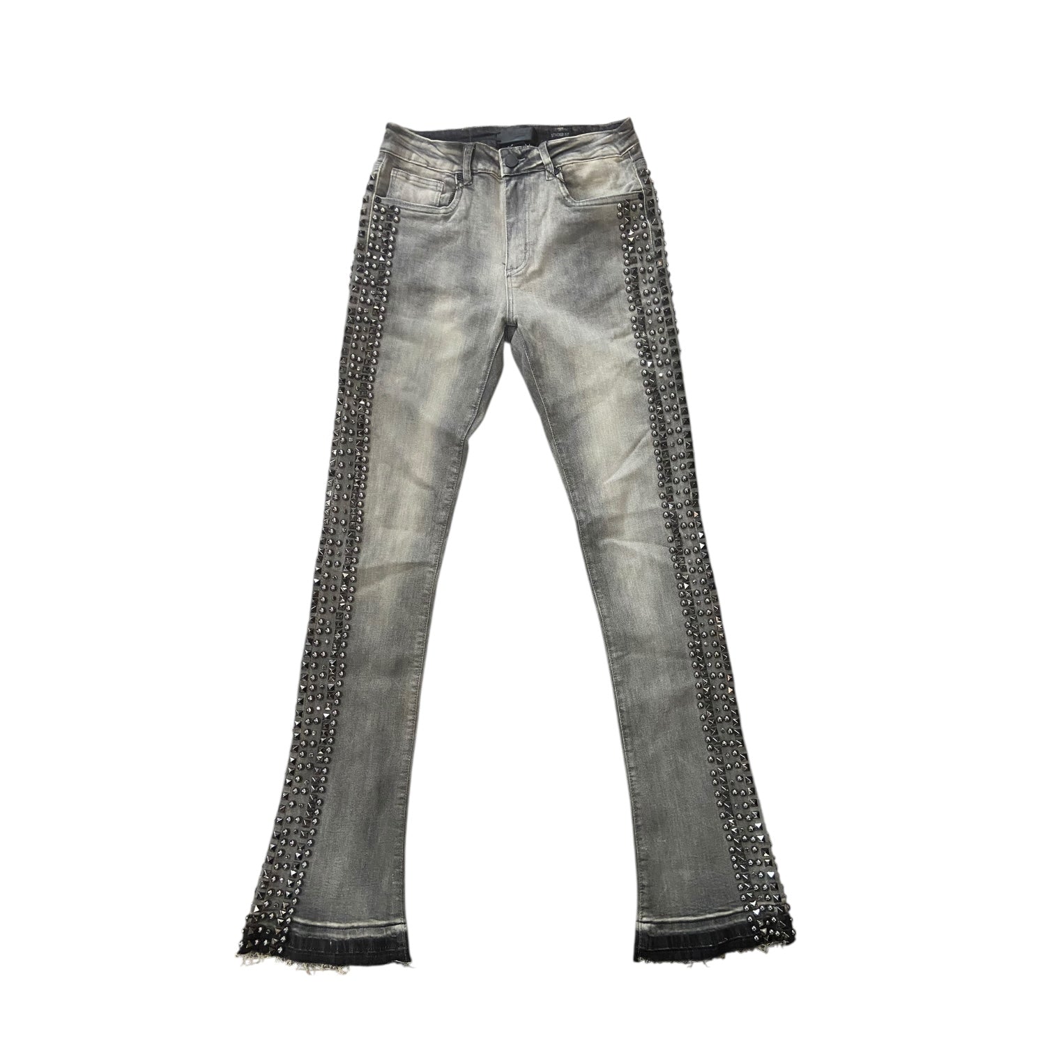 WEIMEA SIDE STUDDED STACKED JEANS (GREY WASH)