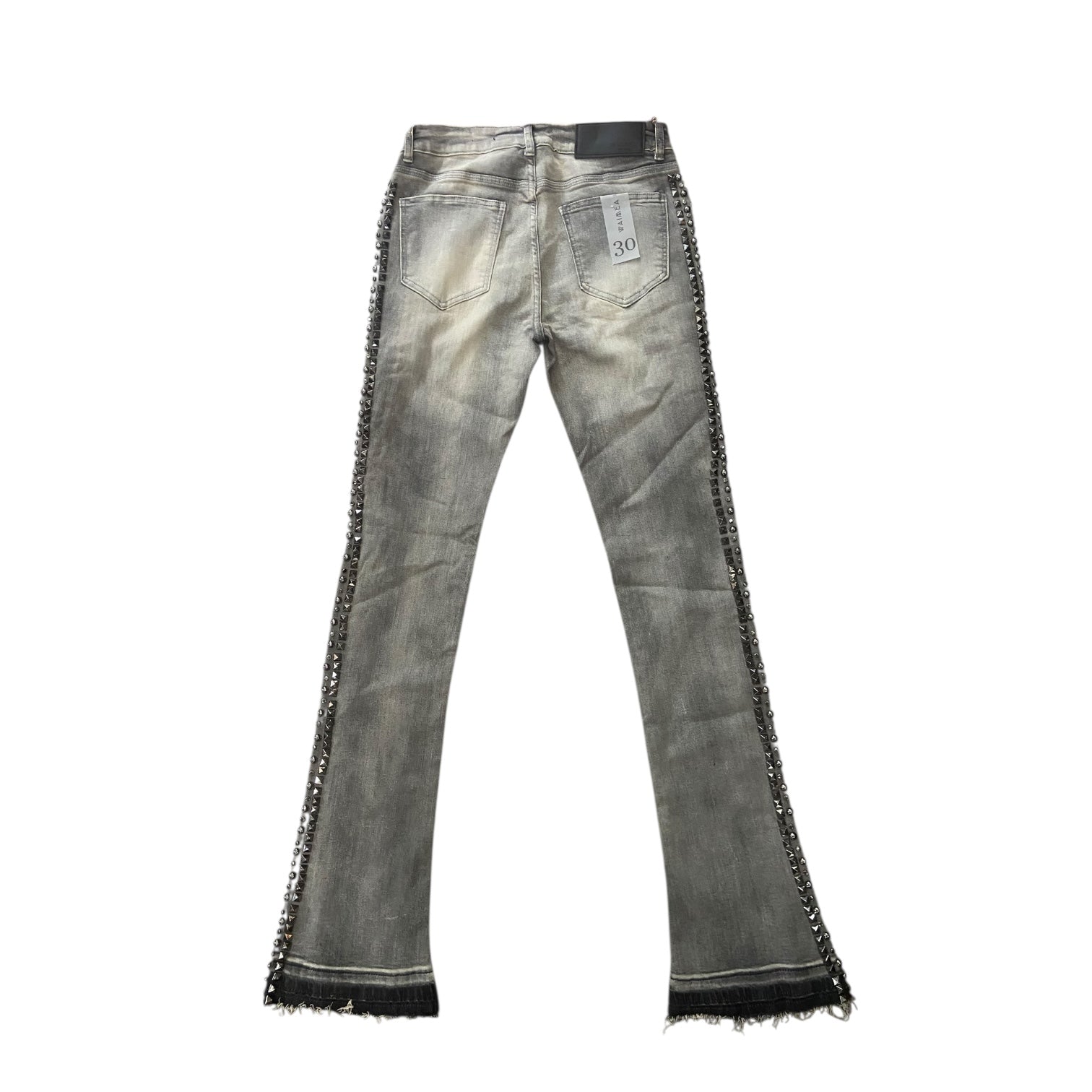 WEIMEA SIDE STUDDED STACKED JEANS (GREY WASH)