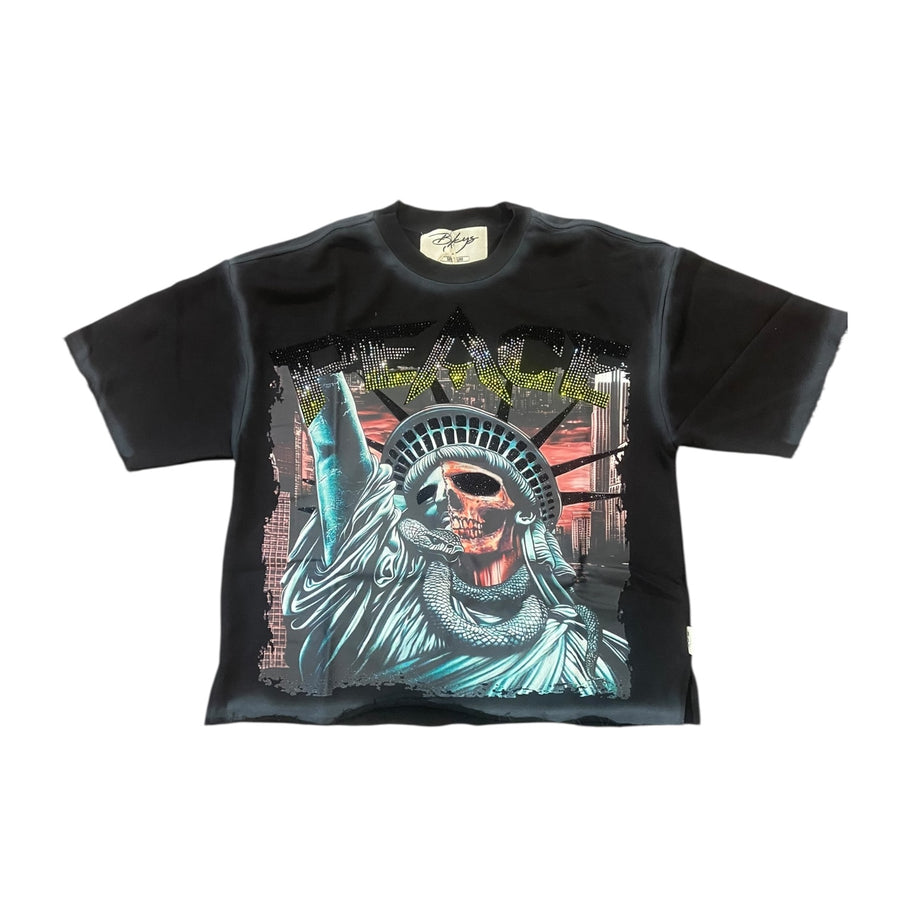 BKYS BURY PEACE CROPPED TEE (BLACK)