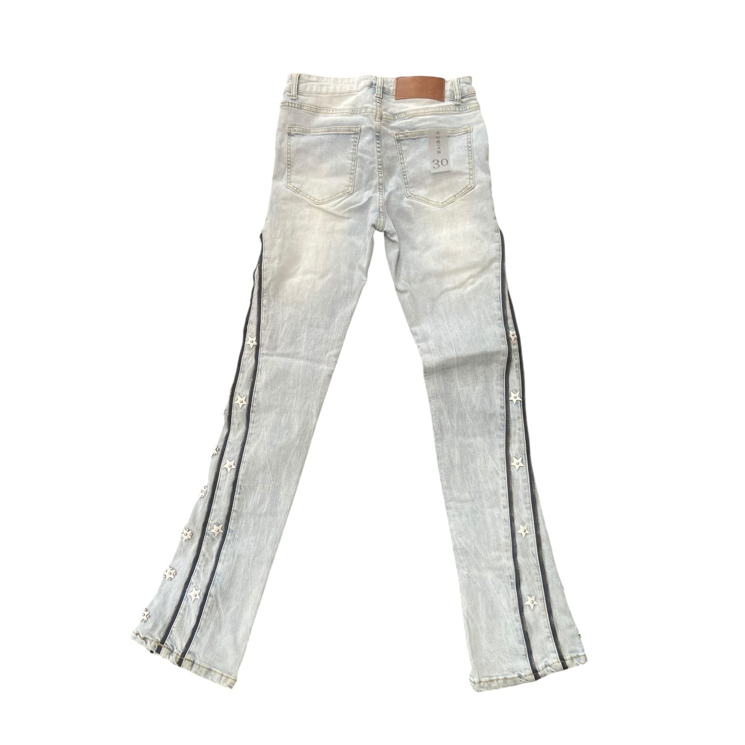 WEIMEA ZIPPER STAR STACKED JEANS (LIGHT BLUE)