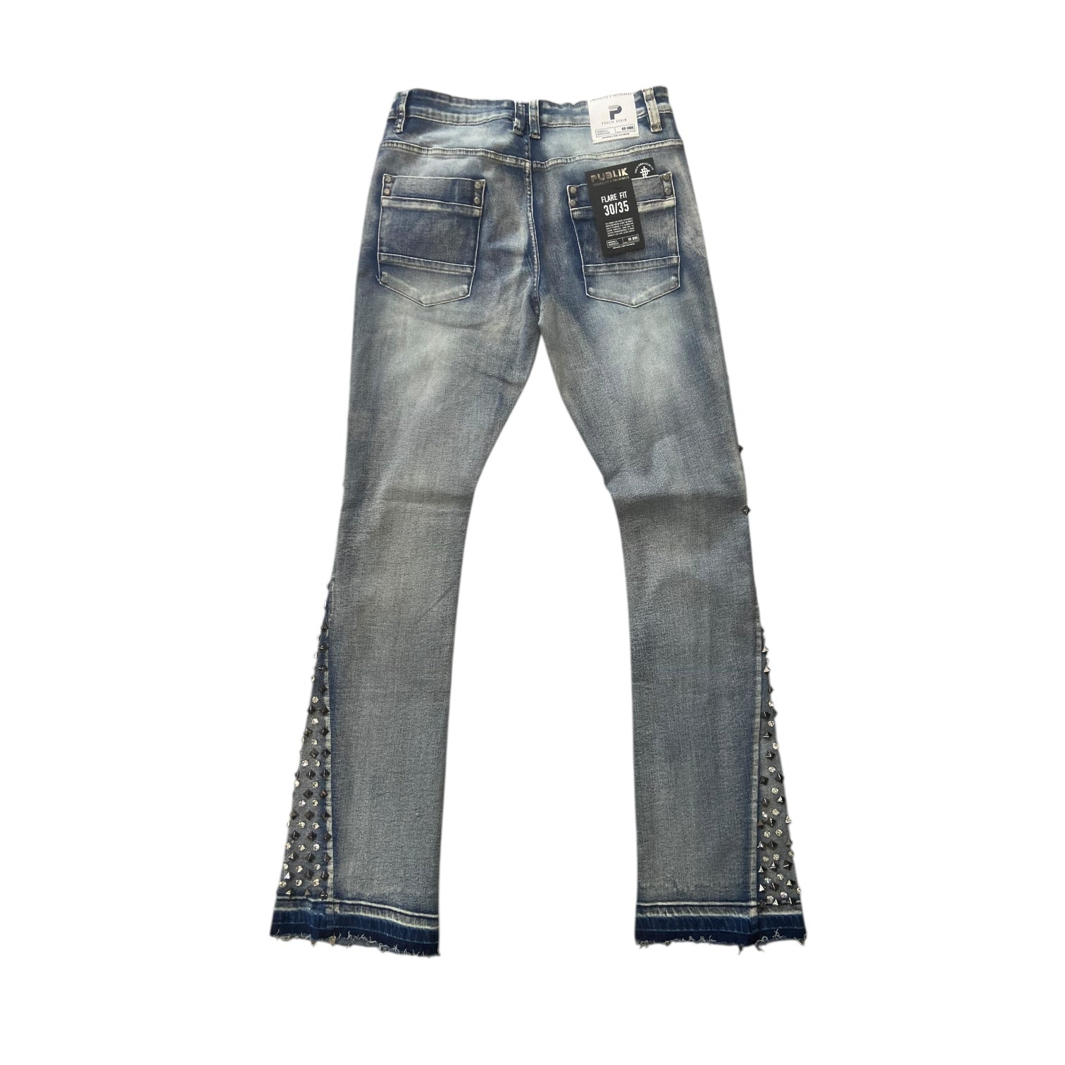 PUBLIK SIDE STUDDED STACKED JEANS (BLUE WASH)