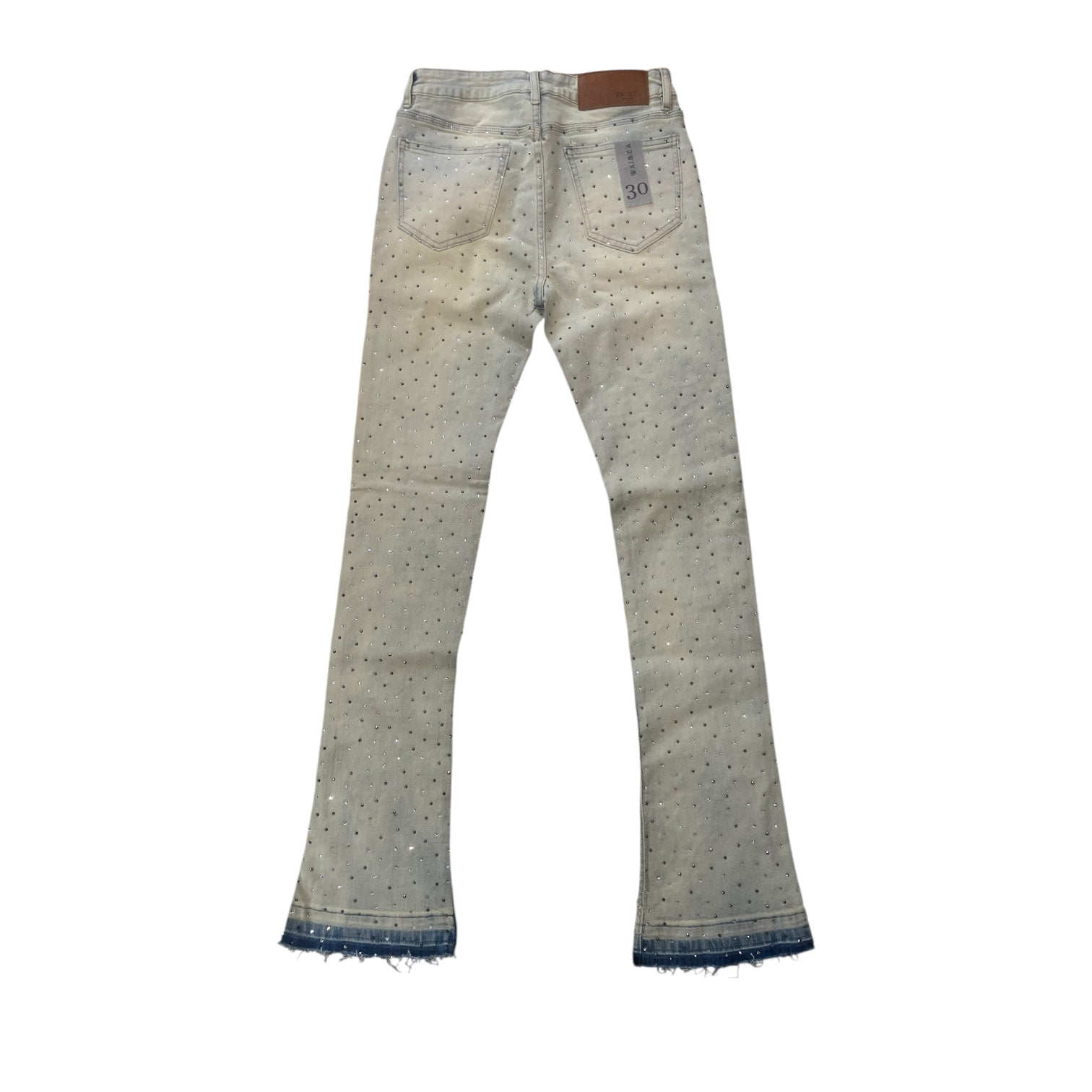 WEIMEA MULTI RHINESTONE STACKED JEANS (LIGHT BLUE)