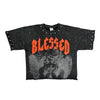 TAKERS BLESSED CROPPED T-SHIRT WITH RHINESTONES (BLACK)