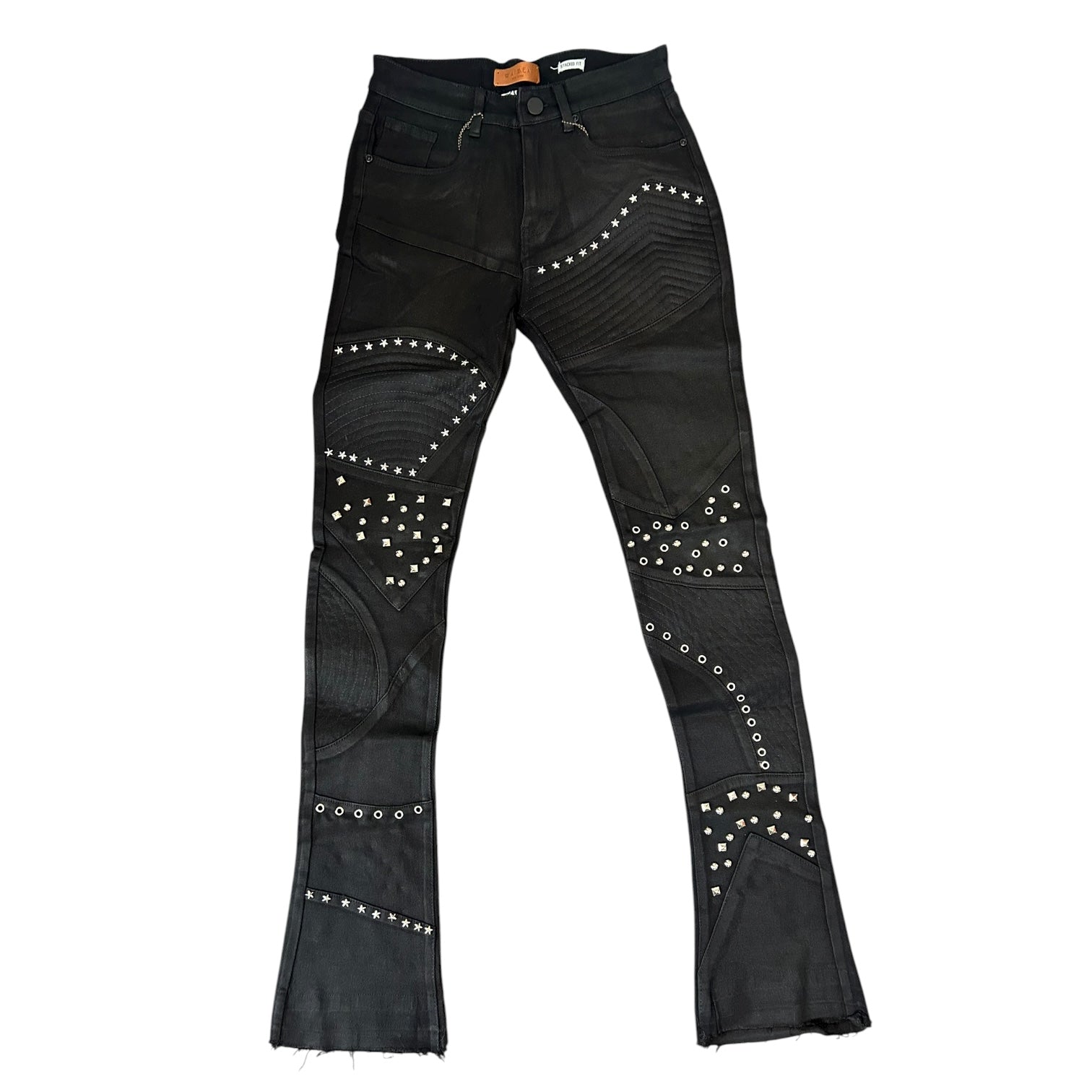 WEIMEA ROCKSTAR STUDDED STACKED WAX DENIM (BLACK)