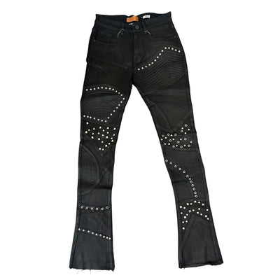 WEIMEA ROCKSTAR STUDDED STACKED WAX DENIM (BLACK)