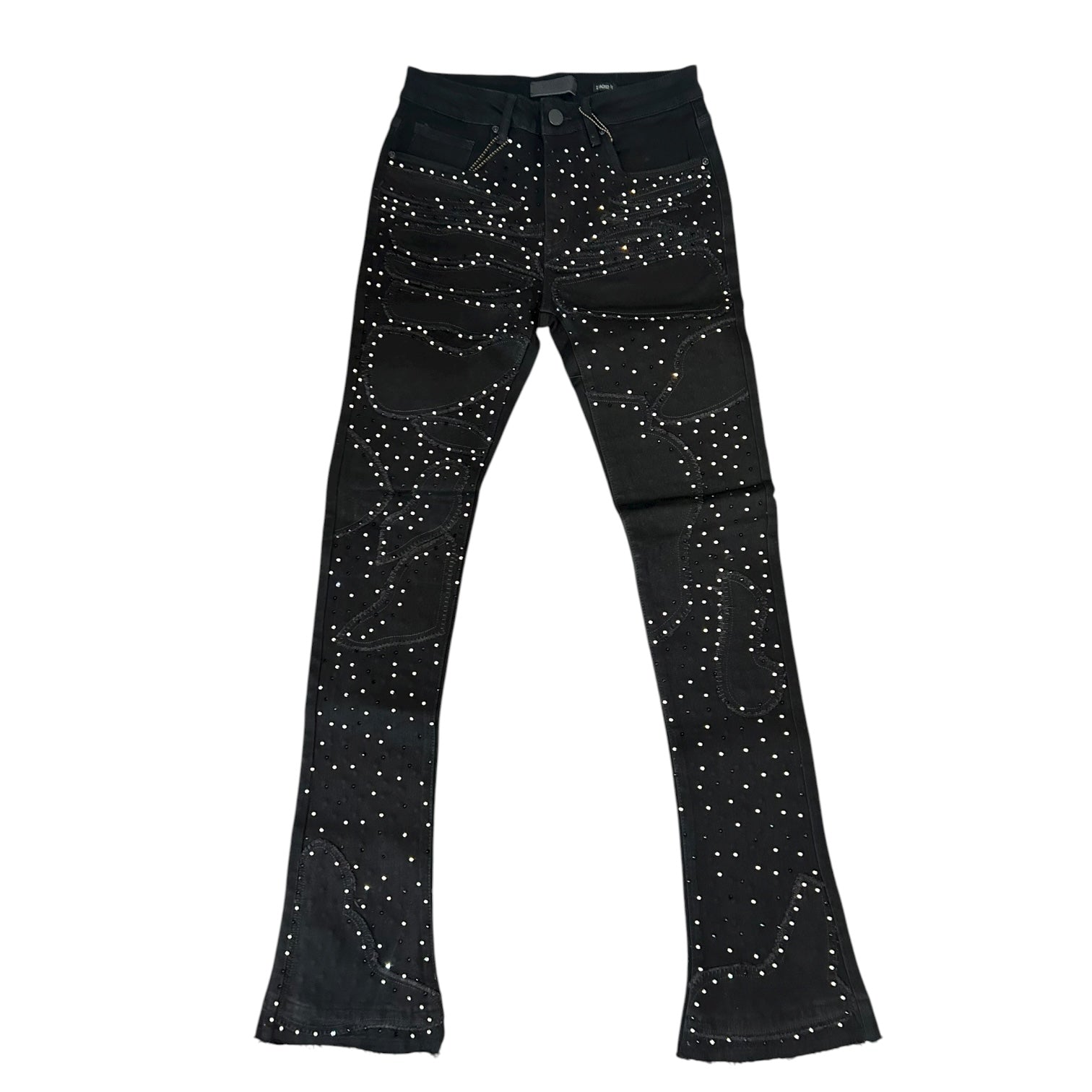 WEIMEA RHINESTONE STACKED DENIM (BLACK)