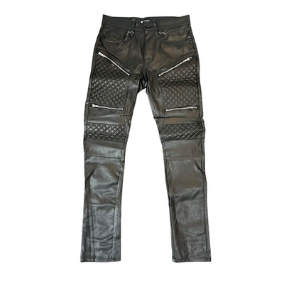 WEIMEA ROCKSTAR QUILTED PLEATHER JEANS (BLACK)