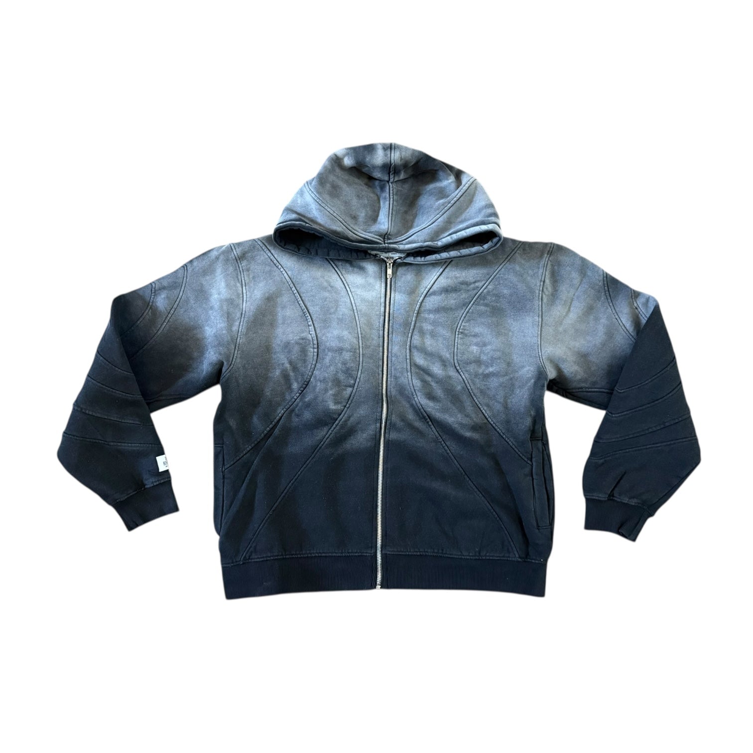 DRESS REHEARSAL WAVY ZIP UP HOODIE (WASHED BLACK)